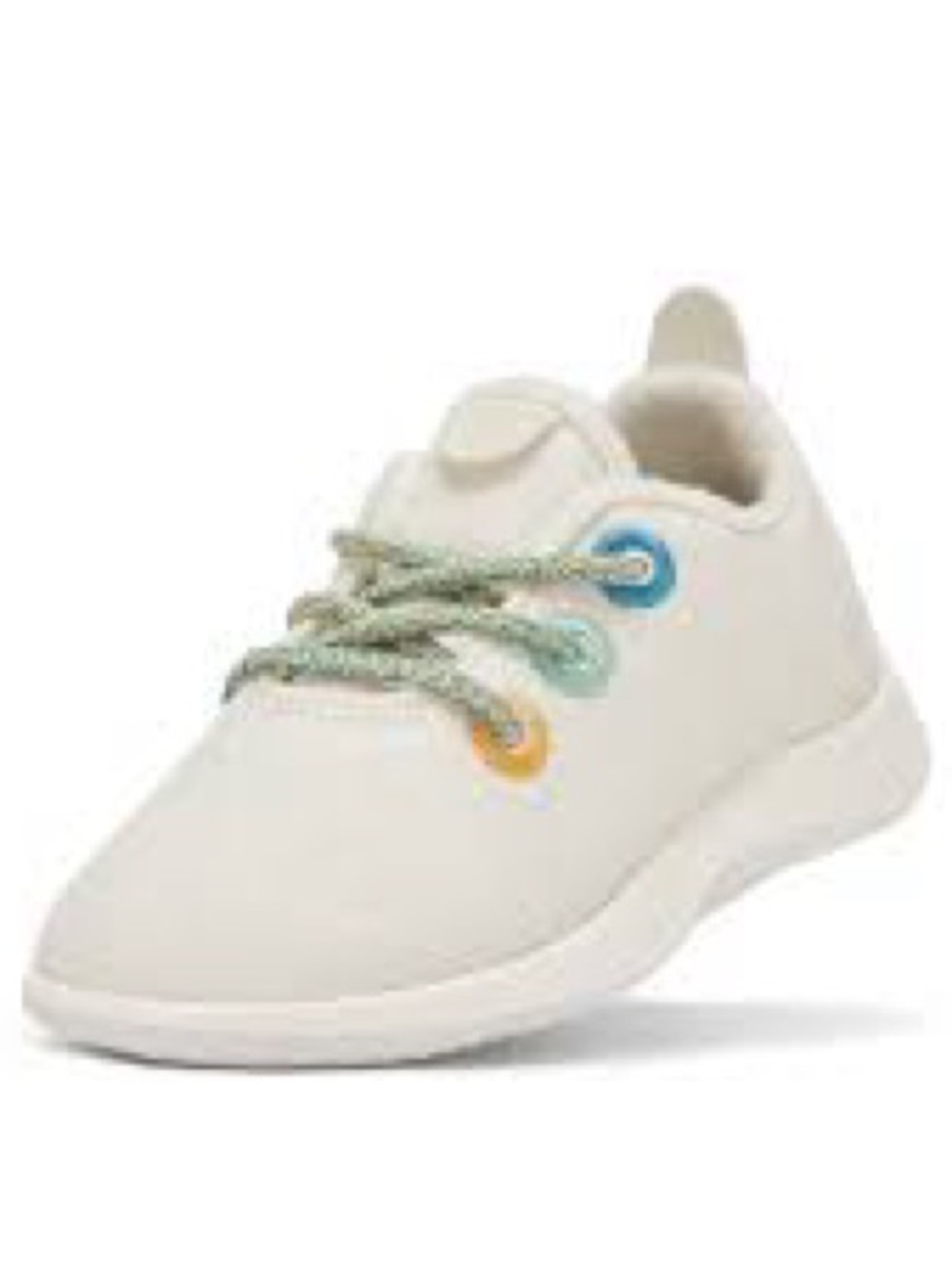 allbirds Kids Cream Sneaker with Blue, Green & Yellow Eyelets